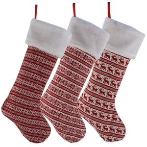 striped knit Christmas stockings decoration, 19'' | Bstaofy - Glow Guards