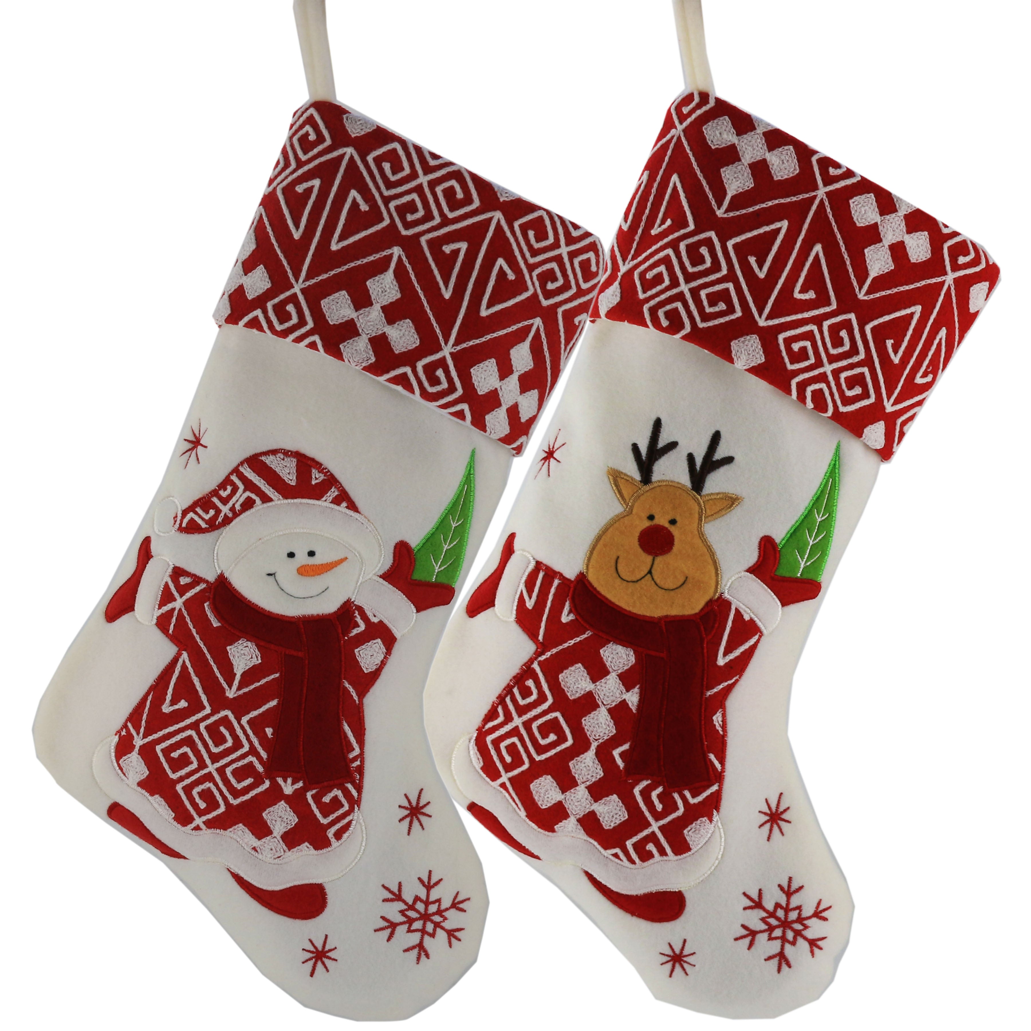 Christmas stockings set of 2 Santa, Snowman 17''| Bstaofy - Glow Guards