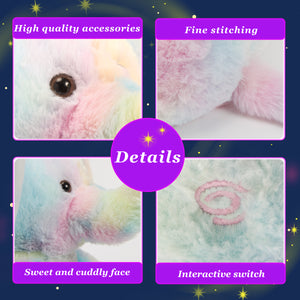 Glow Guards 12’’ Light up Musical Electric Elephant Rainbow Plush - Glow Guards