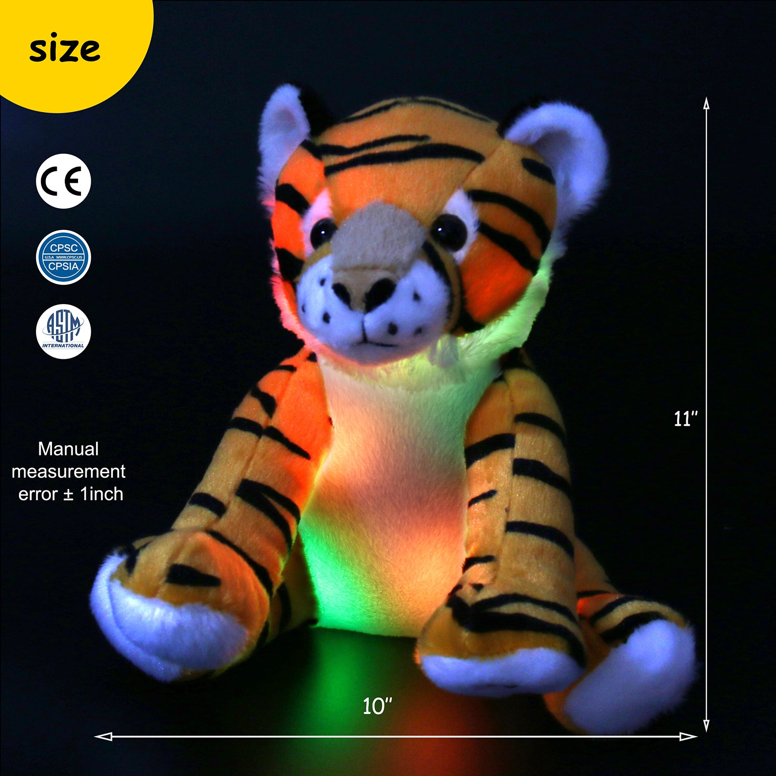 Athoinsu Light up Tiger Stuffed Animals Birthday for Toddlers Kids, 11'' - Glow Guards