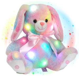 Glow Guards 10'' Easter Light up Bunny Plush Toy Rainbow Lop - Glow Guards