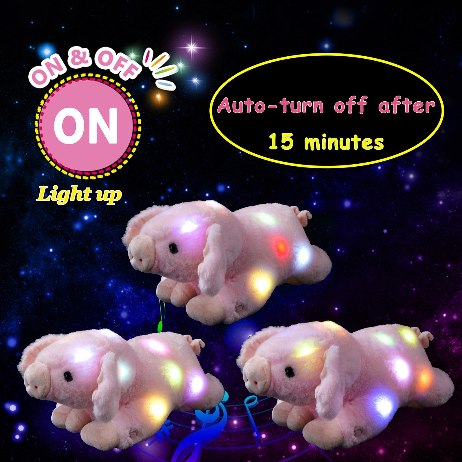 Glow Guards Comfy Pink Pig Plush Hugging Pillow Light Up Stuffed - Glow Guards