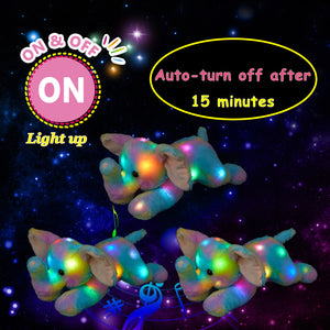 Glow Guards 12'' Light up Rainbow Elephant LED Stuffed Animals - Glow Guards
