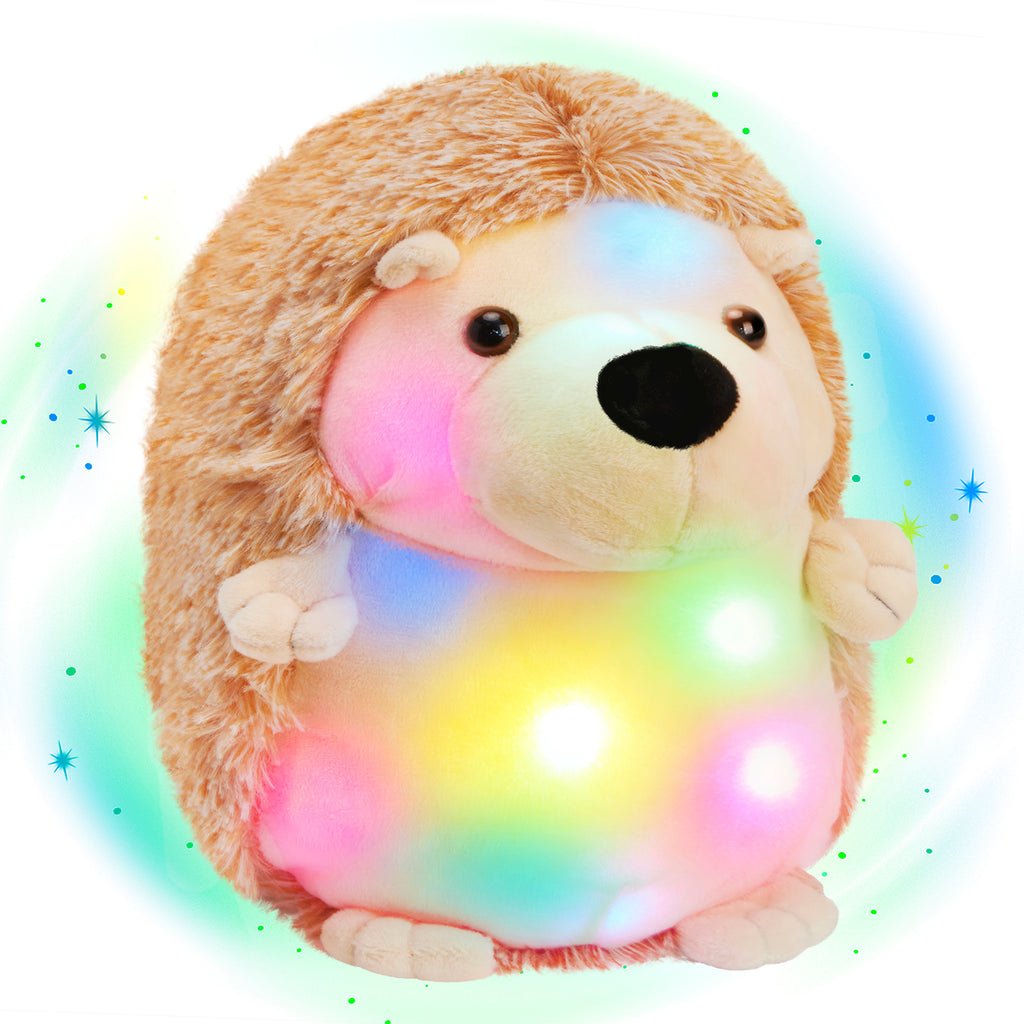 Glow Guards Brown Hedgehog Light up Plush Toy Stuffed Animal LED Night Light Bedtime Soft - Glow Guards