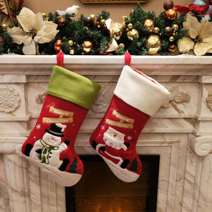 Classic Christmas Stockings Set of 2 Santa, Snowman, 17 inch (Style 1) - Glow Guards