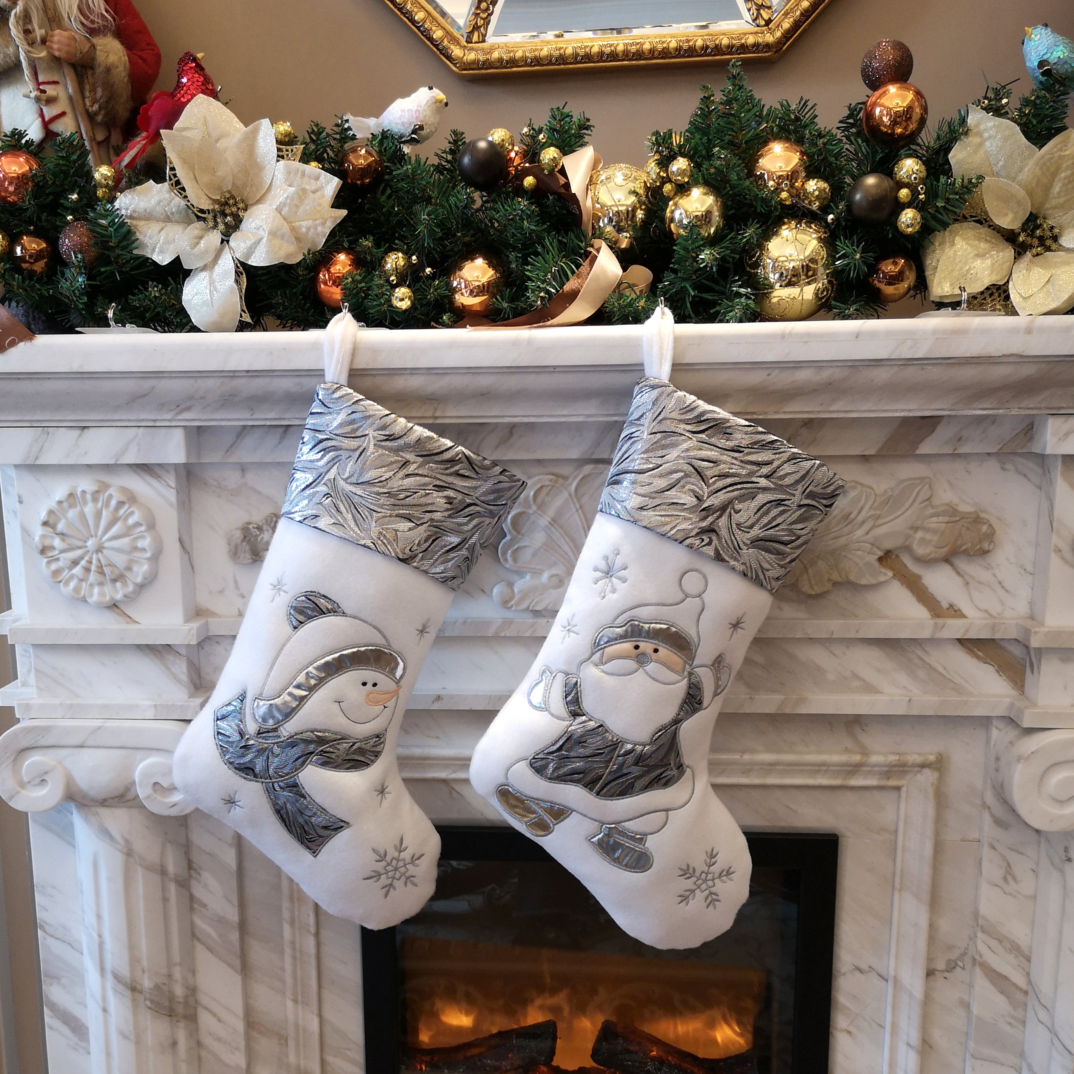 luxury Christmas stockings set slivery decoration 17'' | Bstaofy - Glow Guards