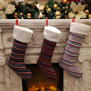 striped knit Christmas stockings decoration, 19'' | Bstaofy - Glow Guards
