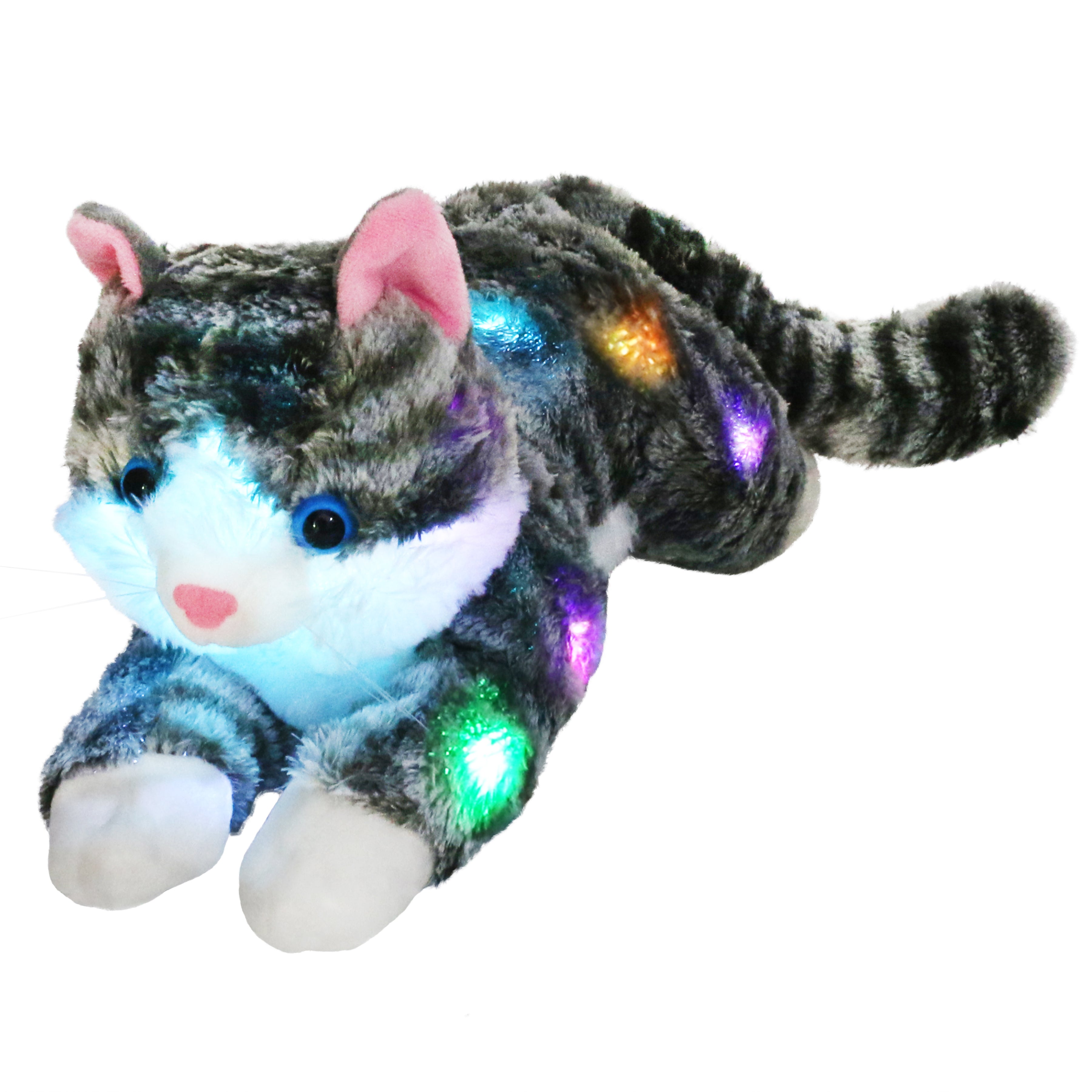 BSTAOFY Light up Kitty Stuffed Animal LED Sitting Cat Plush - Glow Guards