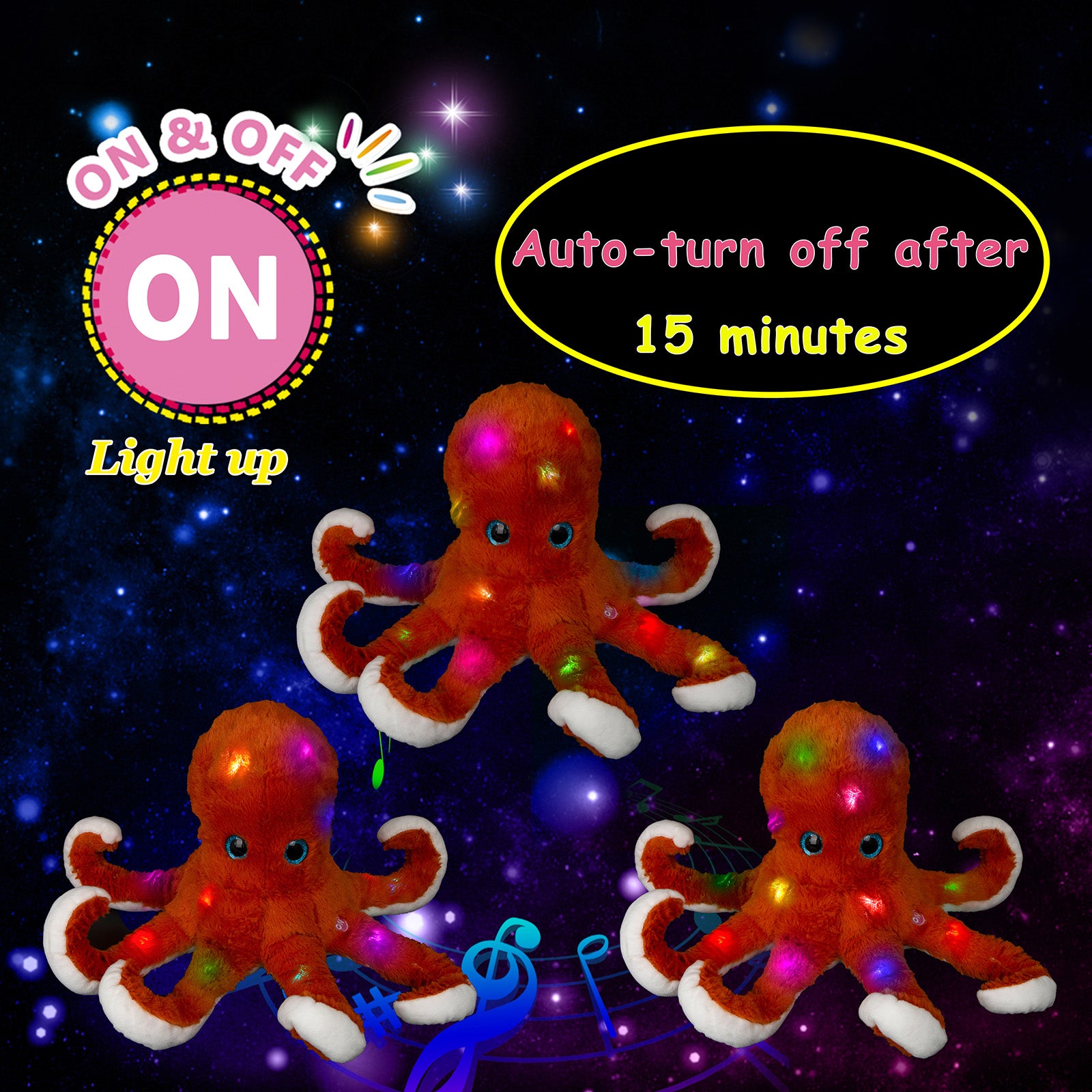Glow Guards Light up Octopus Stuffed Ocean Life LED Soft Plush - Glow Guards