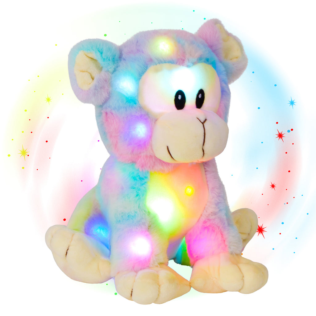 Glow Guards 10'' LED Rainbow Monkey Soft Plush Toy Light up Stuffed - Glow Guards