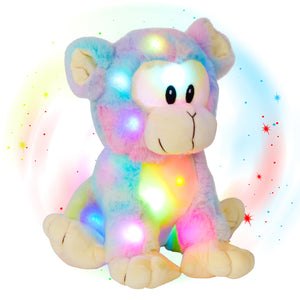 Glow Guards 10'' LED Rainbow Monkey Soft Plush Toy Light up Stuffed - Glow Guards