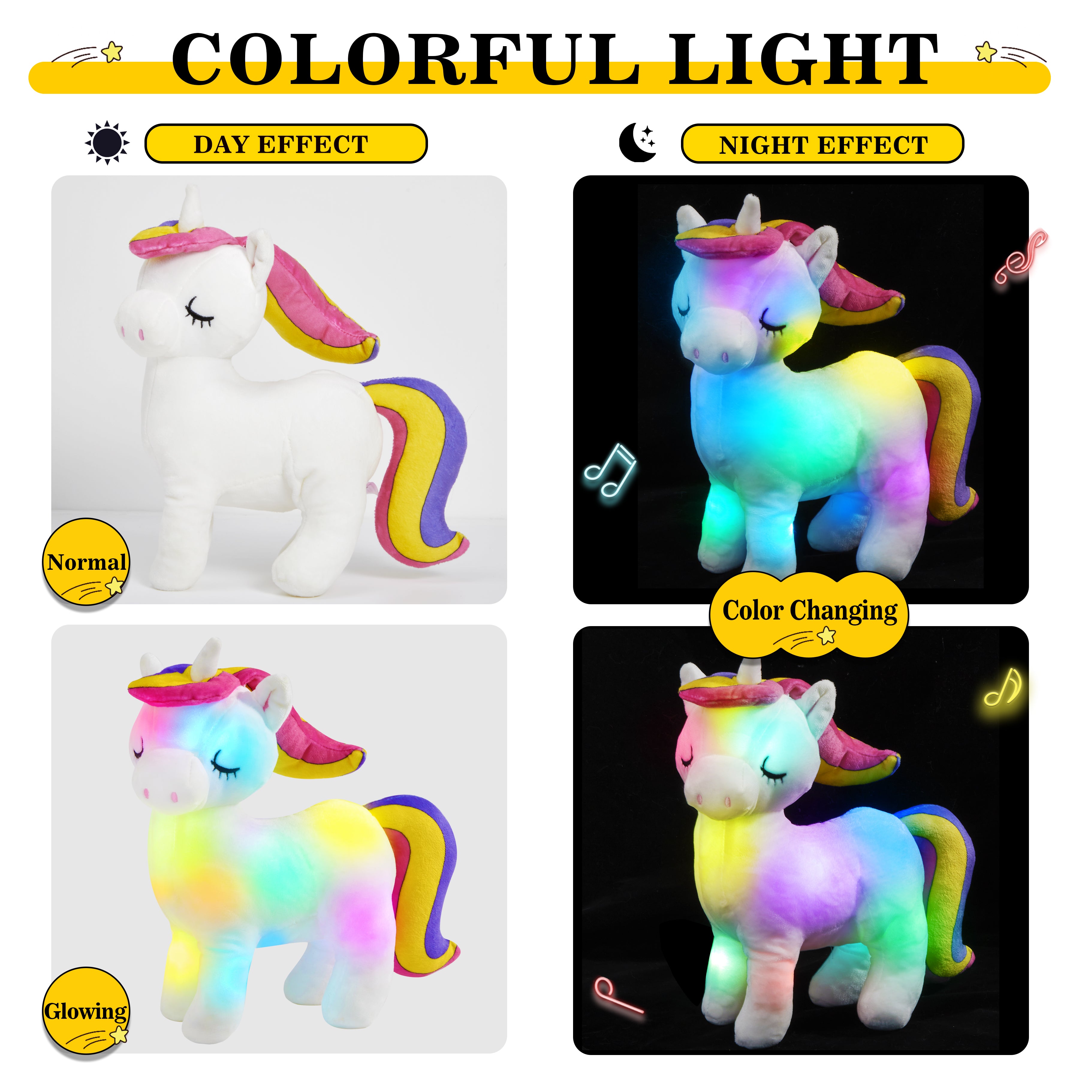 Bstaofy Light up Rainbow Unicorn Stuffed Animals LED Colorful - Glow Guards