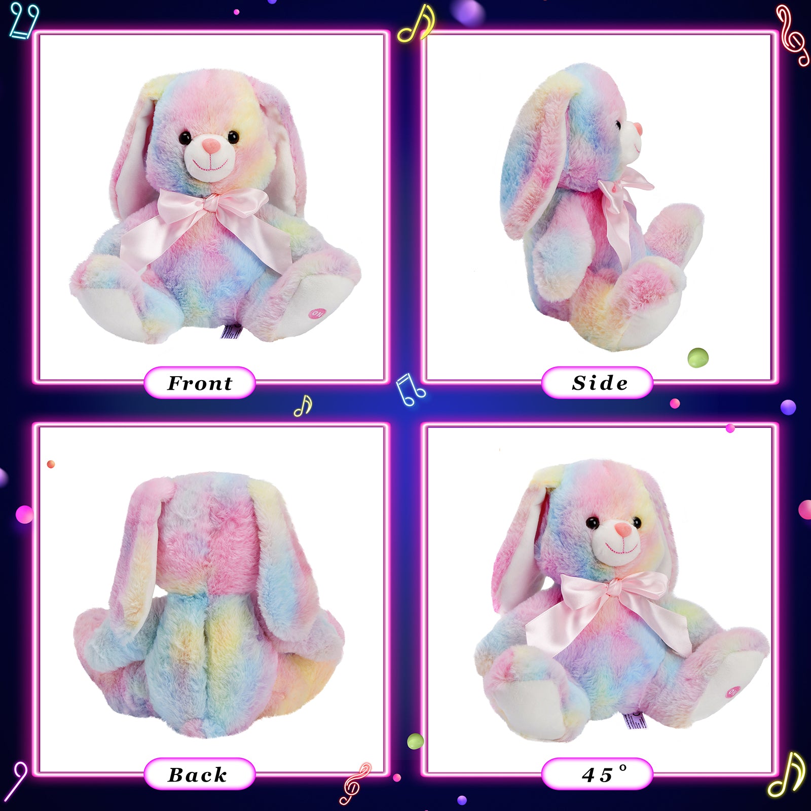 Glow Guards 10'' Easter Light up Bunny Plush Toy Rainbow Lop - Glow Guards