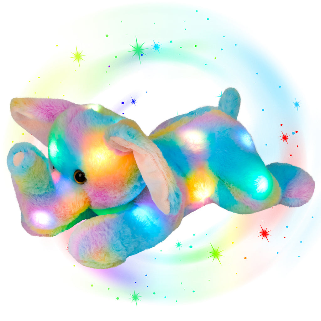 Glow Guards 12'' Light up Rainbow Elephant LED Stuffed Animals - Glow Guards