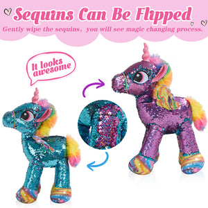 Athoinsu 13'' Flip Sequin Stuffed Unicorn Plush Toy - Glow Guards