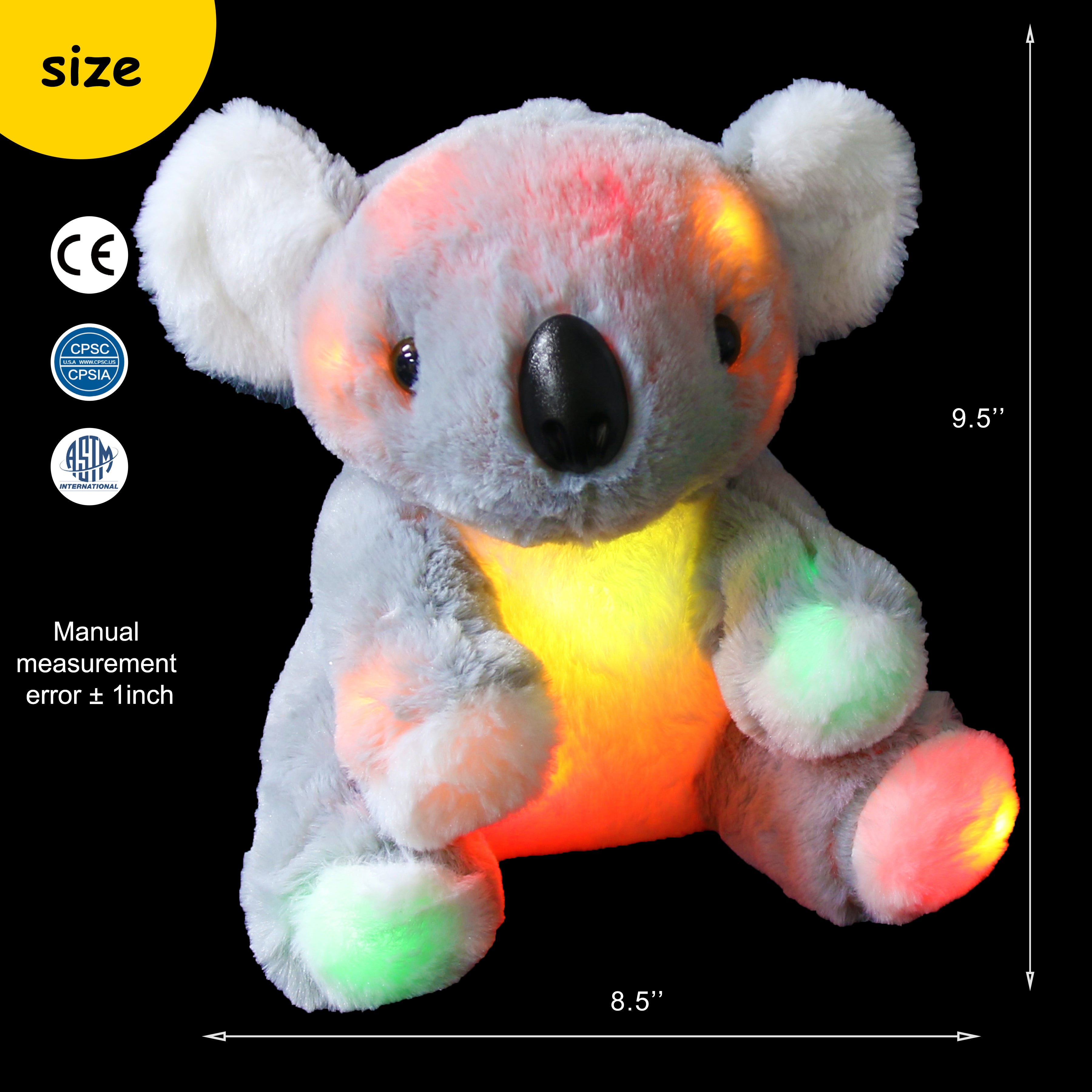 Bstaofy Light Up Gray Koala Bear Stuffed Animal LED Glow - Glow Guards
