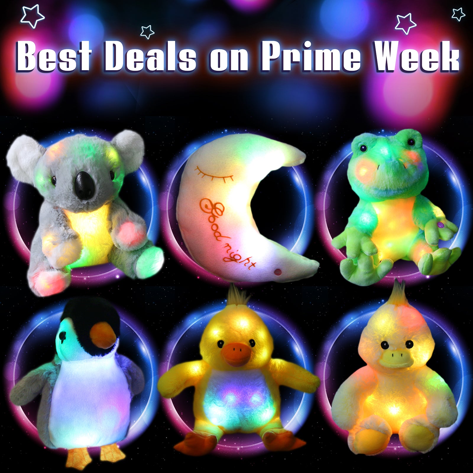 WEWILL Creative Twinkle Star Glowing LED Night Light Plush Pillows - Glow Guards