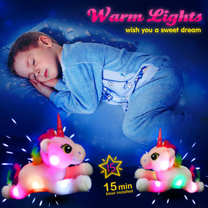 Bstaofy Light up Unicorn Stuffed Animals Glow Adorable Plush LED Toys - Glow Guards