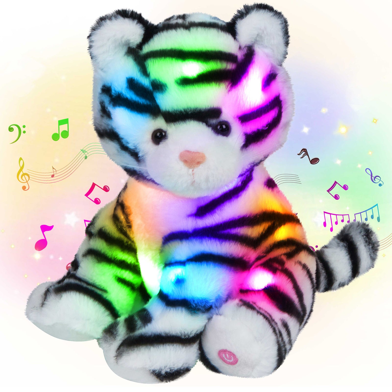Athoinsu 11'' Light up Singing Tiger Stuffed Animals with LED Night Light - Glow Guards