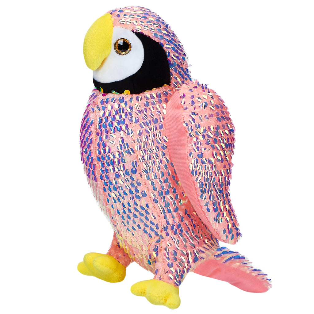 Athoinsu 12'' Sequin Parrot Plush Toy Stuffed Animal Bird with Reversible - Glow Guards