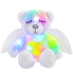 Athoinsu Light up Stuffed Angel Teddy Bear Animals 16'', White - Glow Guards