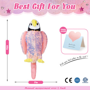 Athoinsu 12'' Sequin Parrot Plush Toy Stuffed Animal Bird with Reversible - Glow Guards