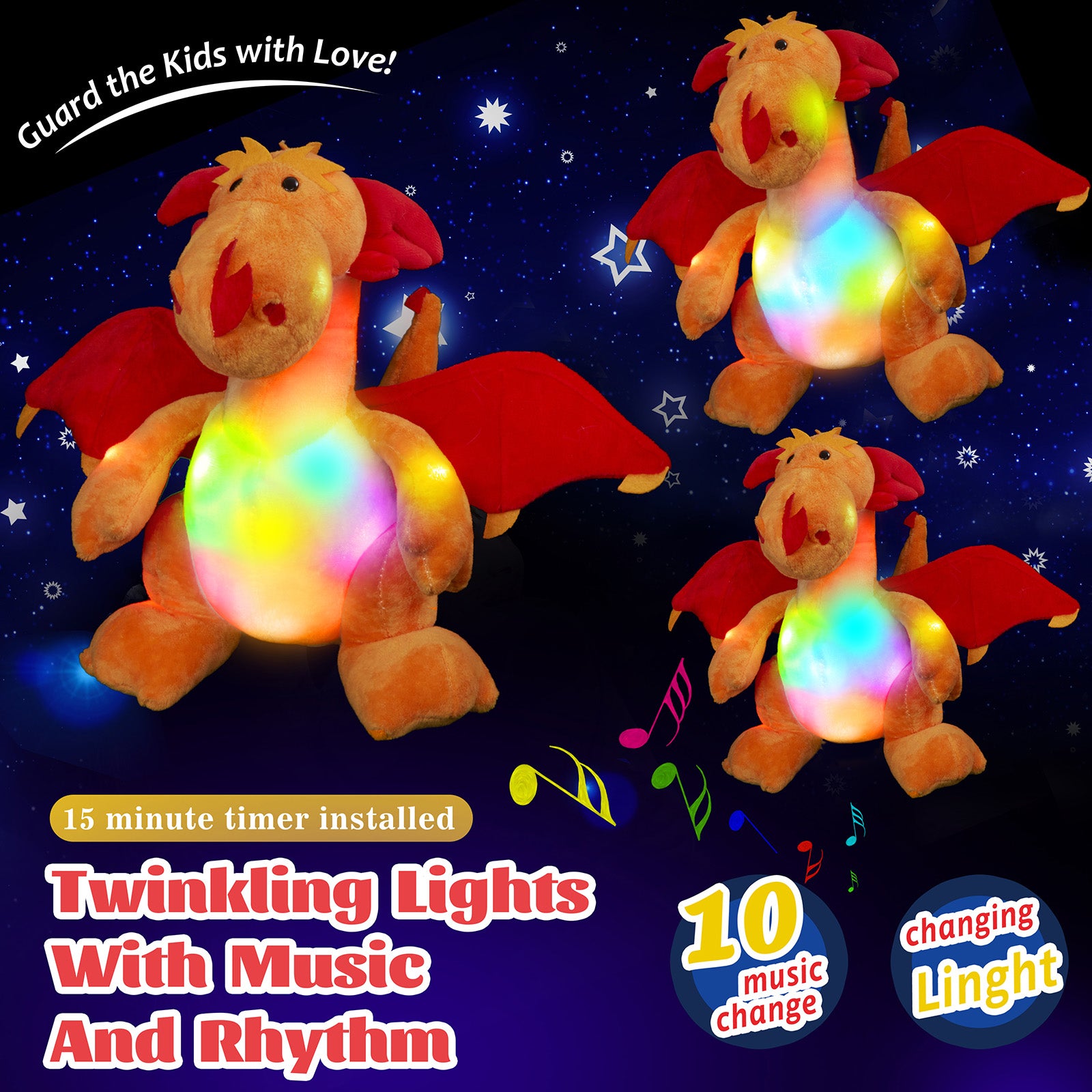 Glow Guards 12 Light up Charizard Dragon Stuffed Animal Plush Toy - Glow Guards