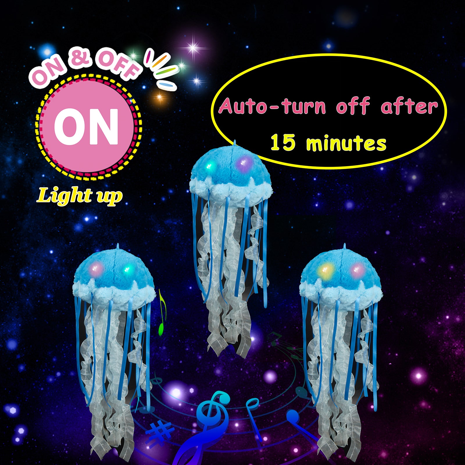Glow Guards 5'' Light up Jellyfish Plush Blue Marine Life Toy Stuffed - Glow Guards