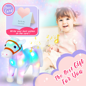 Athoinsu 12'' Light up White Horse LED Stuffed Animals - Glow Guards