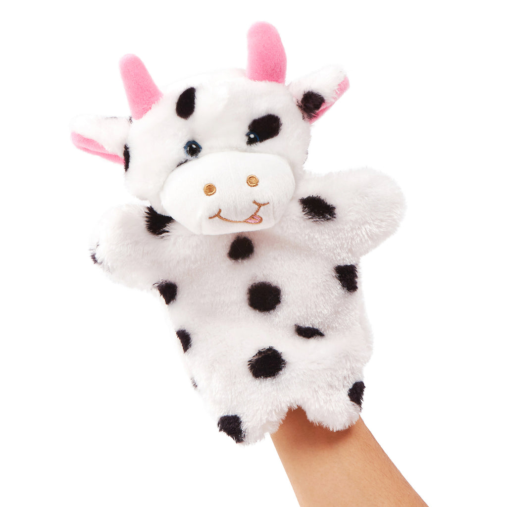 Athoinsu 9'' Vivid Cow Animal Image Hand Puppet Plush Toys - Glow Guards