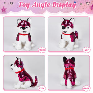 Athoinsu 9'' Flip Sequin Stuffed Husky Puppy Plush - Glow Guards