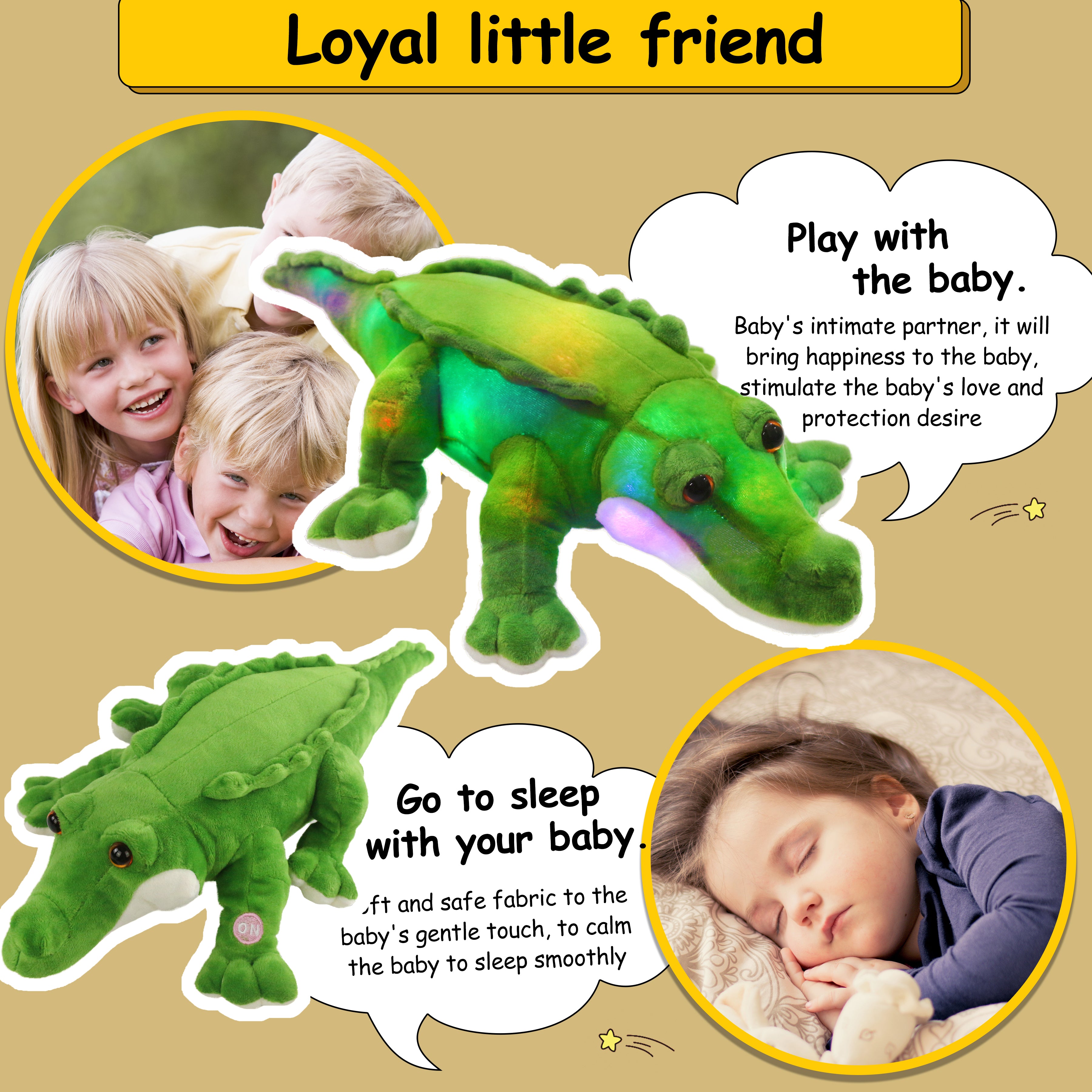 Bstaofy LED Crocodile Stuffed Animal Light Up Plush Toy - Glow Guards