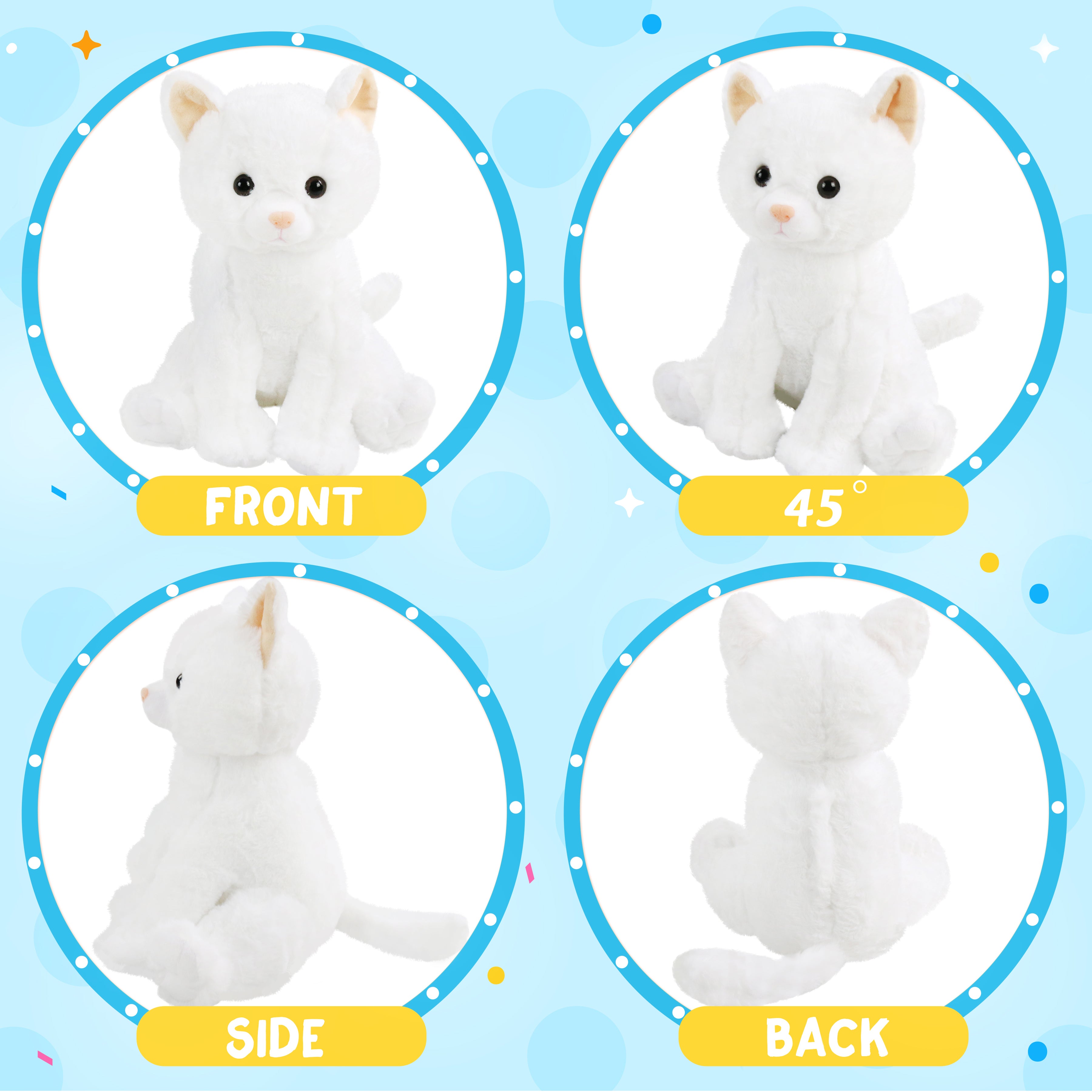 Houwsbaby Light up Kitty Stuffed Animal Cat Floppy LED Plush Toy Kitten Night Lights Glow Pillow Birthday Gifts for Kids Toddler Girls, White, 11.5''