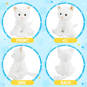 Houwsbaby Light up Kitty Stuffed Animal Cat Floppy LED Plush Toy Kitten Night Lights Glow Pillow Birthday Gifts for Kids Toddler Girls, White, 11.5''