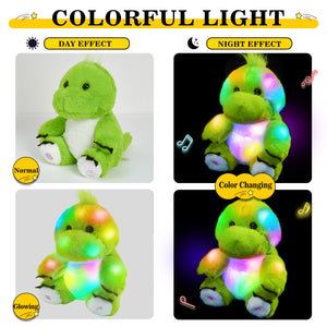 Bstaofy Musical Light Up Dinosaur Stuffed Animal Glow Green - Glow Guards
