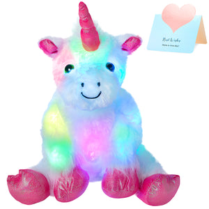 Wewill Light up Unicorn LED Stuffed Animal Soft White Plush Glow Toy - Glow Guards