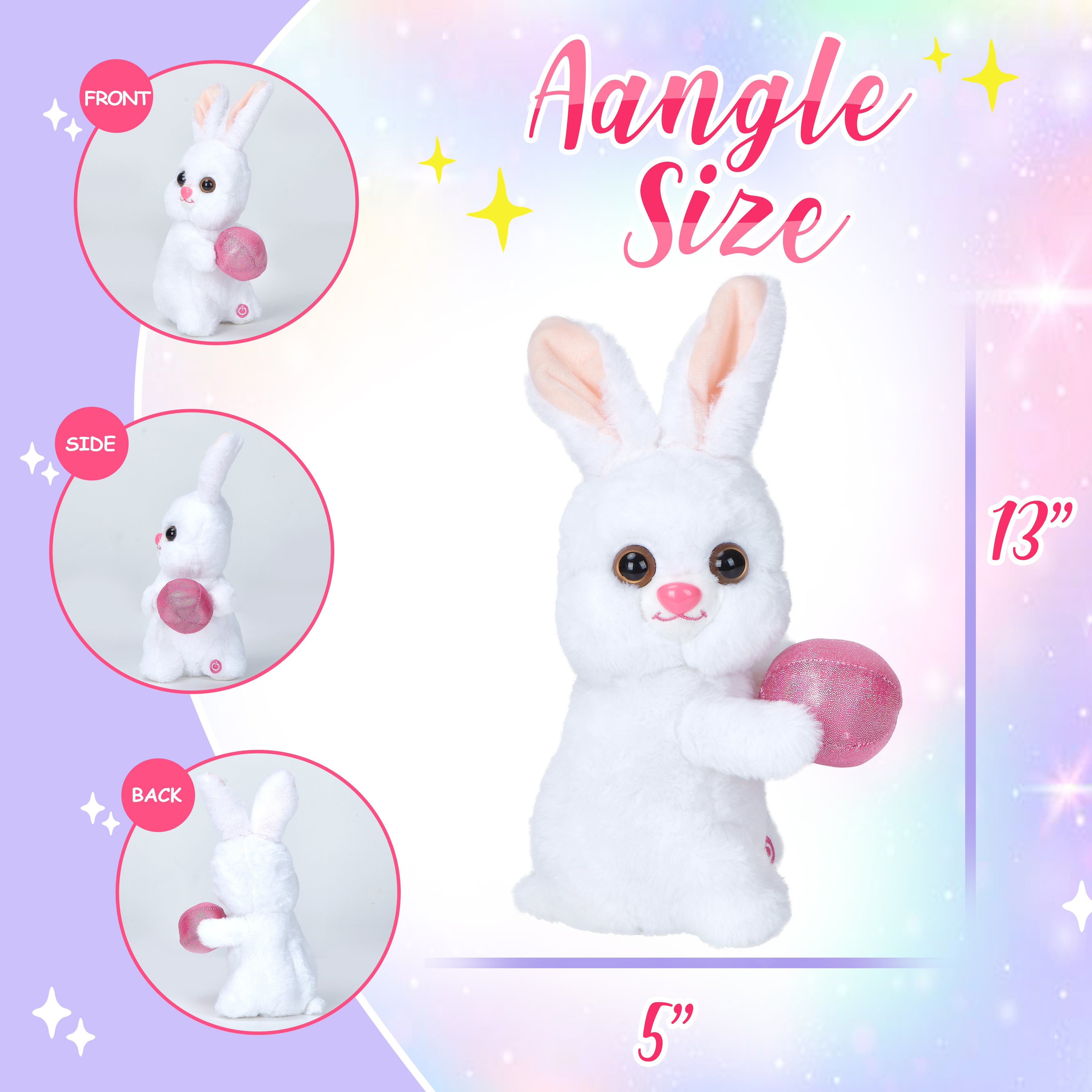 Athoinsu 14’’ Light up Stuffed Bunny Soft Plush Toy - Glow Guards