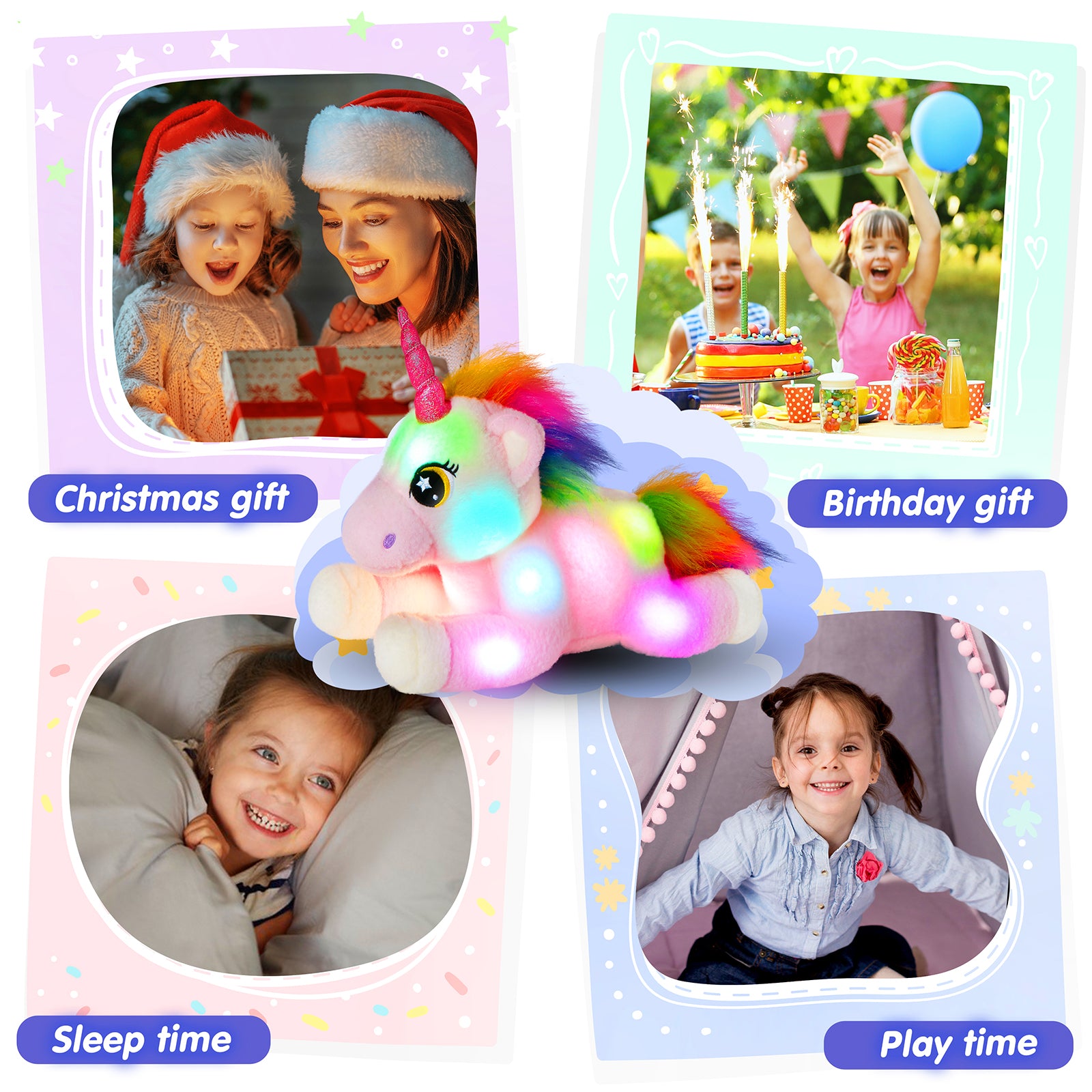 Bstaofy Light up Unicorn Stuffed Animals Glow Adorable Plush LED Toys - Glow Guards