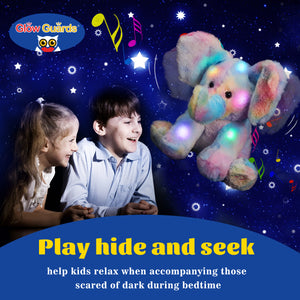 Glow Guards 12’’ Light up Musical Electric Elephant Rainbow Plush - Glow Guards