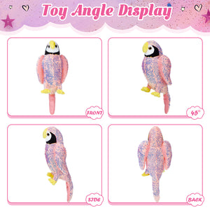 Athoinsu 12'' Sequin Parrot Plush Toy Stuffed Animal Bird with Reversible - Glow Guards