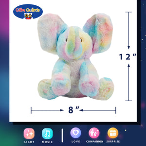 Glow Guards 12’’ Light up Musical Electric Elephant Rainbow Plush - Glow Guards