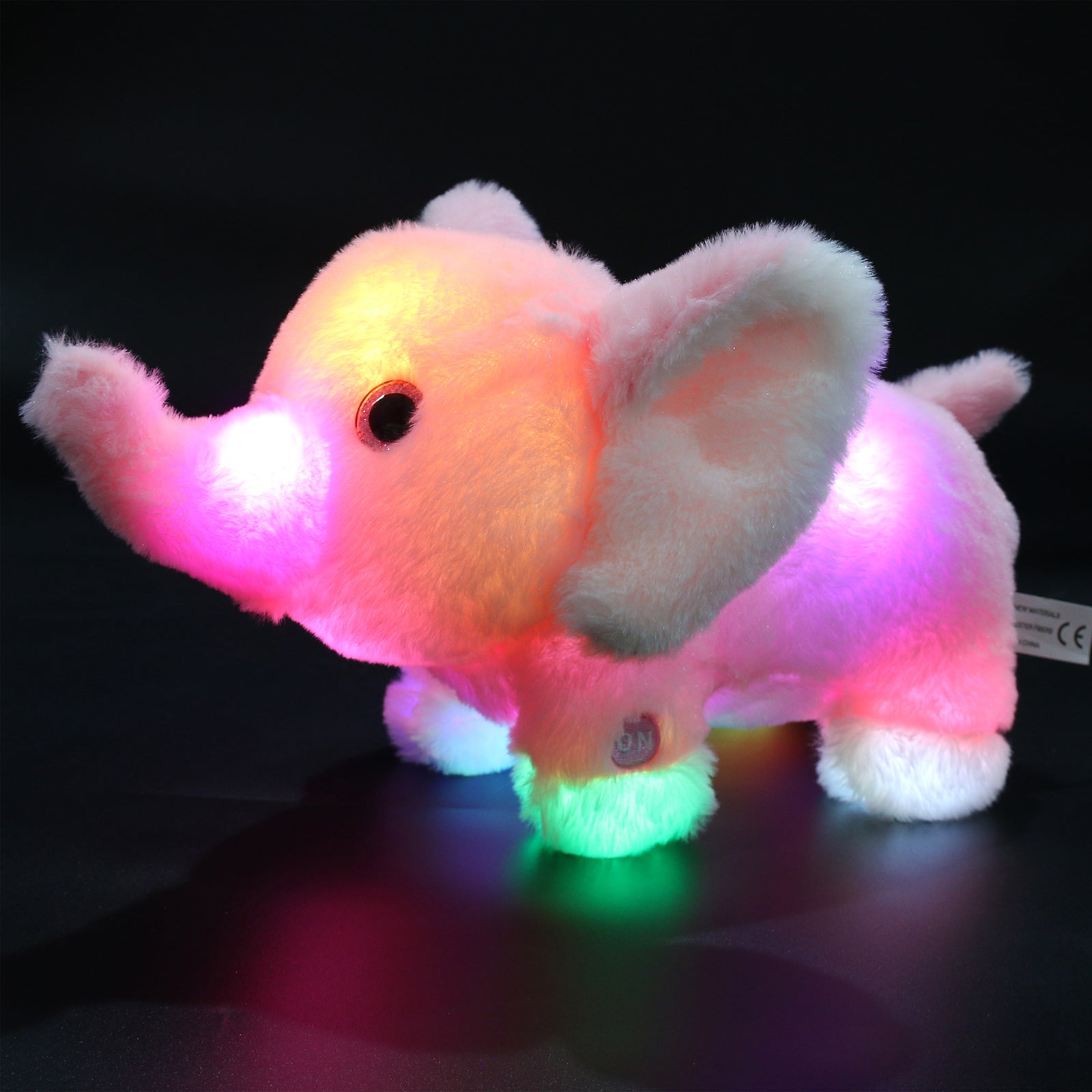Athoinsu Light up Stuffed Elephant Plush Toy with LED, Pink, 12'' - Glow Guards