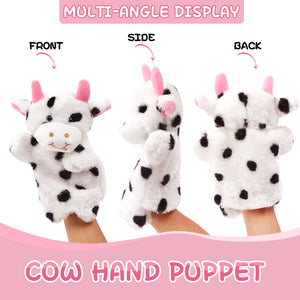 Athoinsu 9'' Vivid Cow Animal Image Hand Puppet Plush Toys - Glow Guards