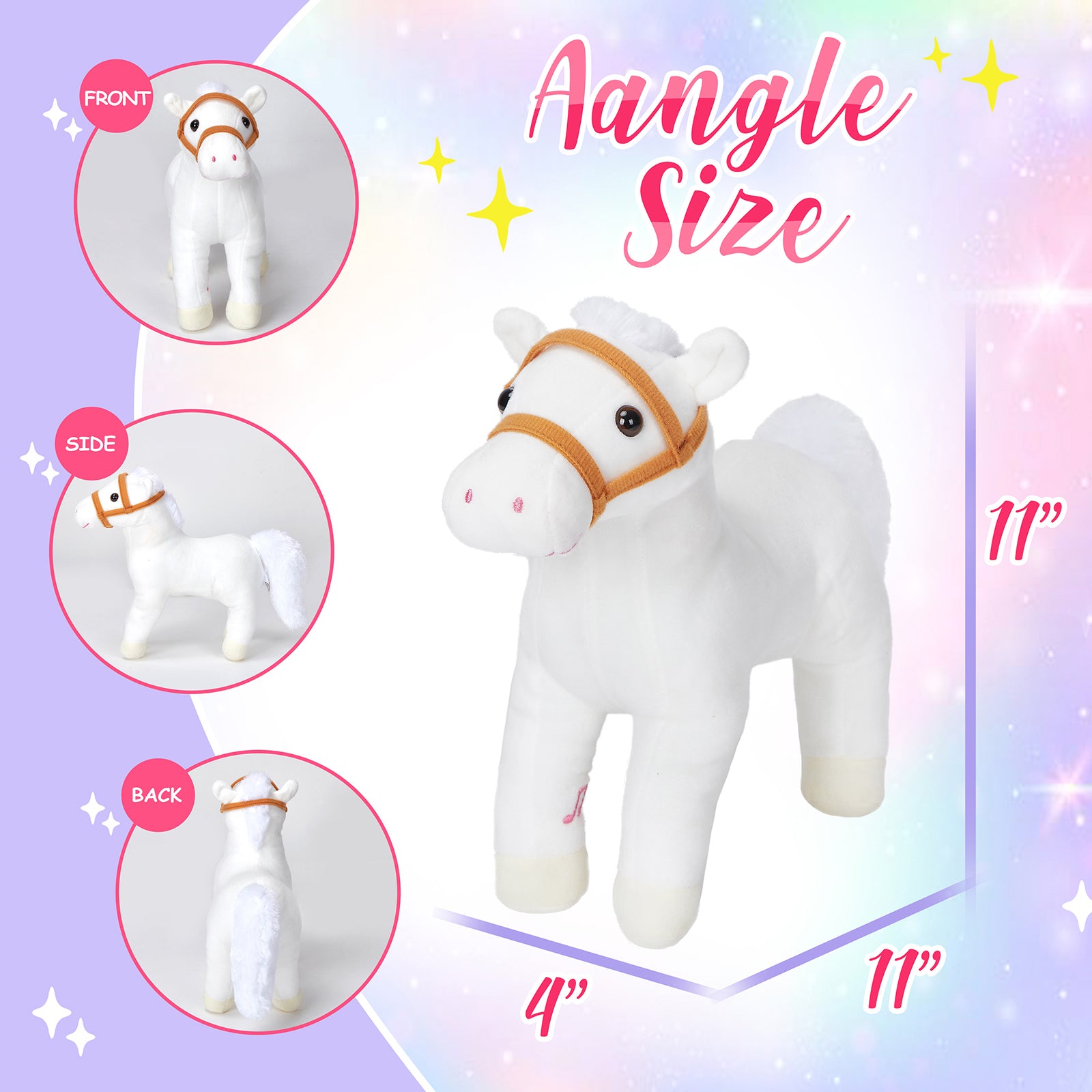 Athoinsu 12'' Light up White Horse LED Stuffed Animals - Glow Guards