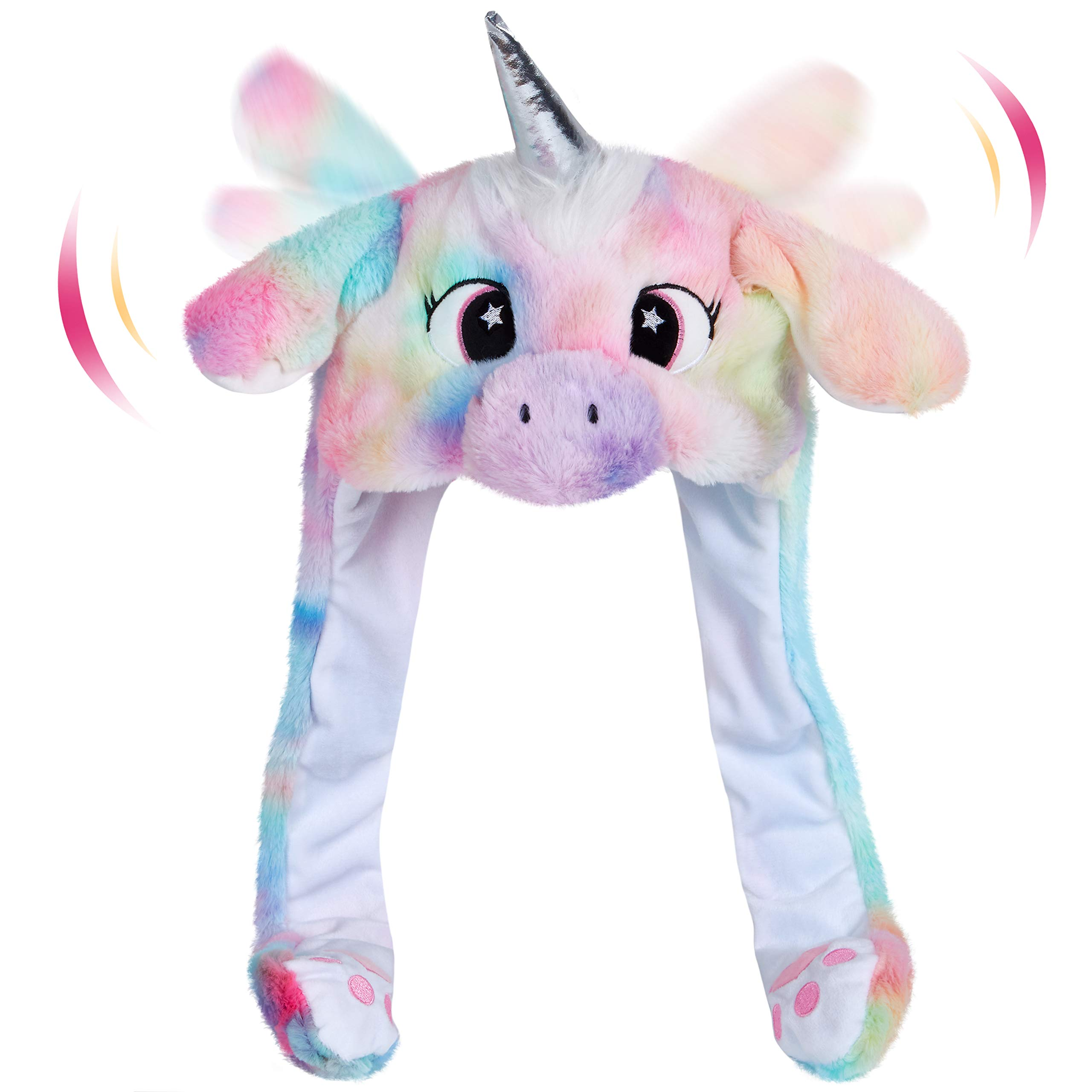 SpecialYou Plush Animal Hat Cow Ear Moving Jumping Hats Funy Interactive Hat for Kids Girl Boy Cosplay Christmas Party Holiday Hat