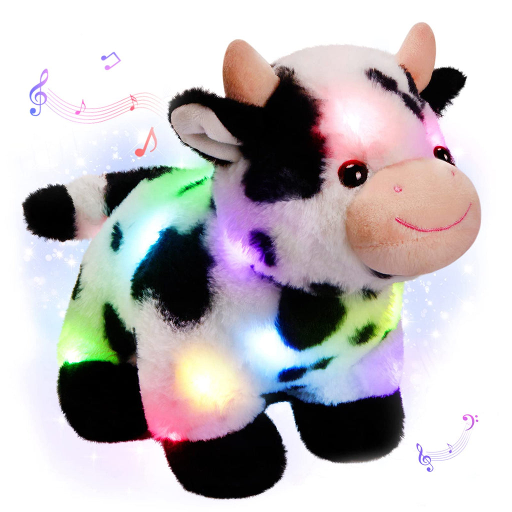 Specialyou 12" Musical Cow Stuffed Animals Cute LED Farm Dairy Cattle Singing Adorable Toy Gift for Baby Kids Toddlers Girlfriend