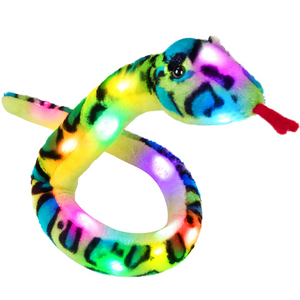 Houswbaby 40‘’ Realistic LED Snake Stuffed Animal Light up Glowing Lifelike Wild Reptiles Soft Plush Toy Hugging Kids Companion Pet Birthday Gift Home Decoration, Green