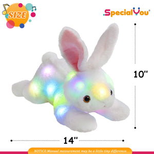 SpecialYou Light up Bunny Stuffed Animal Creative LED Rabbit Plush Toy Glow in The Dark Bedtime Companion Easter Birthday for Kids, 14’’