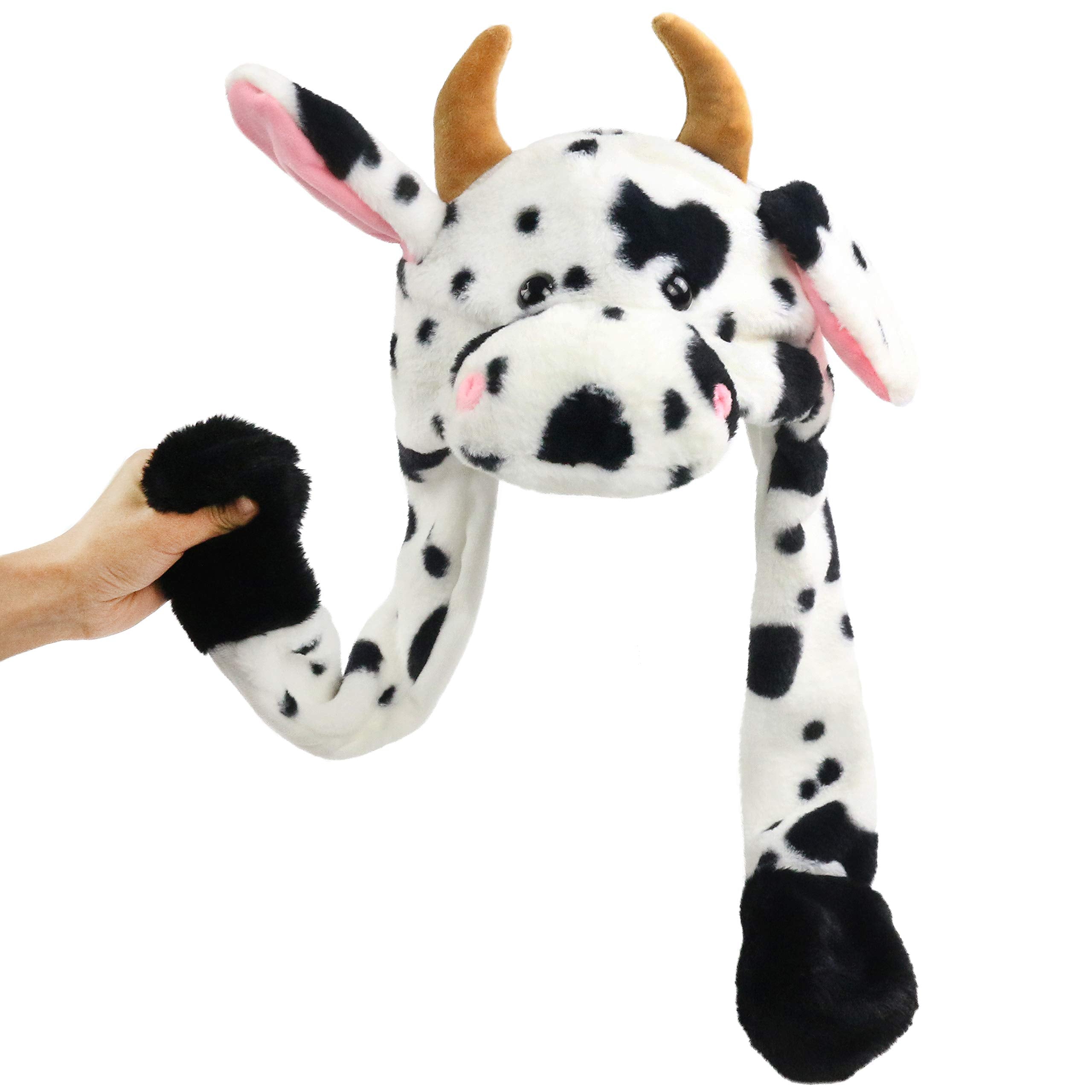 SpecialYou Plush Animal Hat Cow Ear Moving Jumping Hats Funy Interactive Hat for Kids Girl Boy Cosplay Christmas Party Holiday Hat