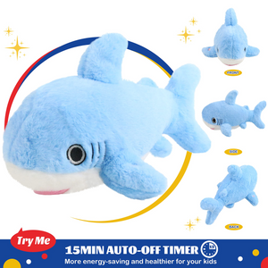 Glow Guards 16'' Light up Musical Shark Stuffed Animal Ocean Life Plush Toy Pillow with LED Night Lights Lullabies Glow Singing Birthday Children's Day for Toddler Kids, Blue